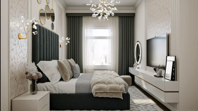 Bedroom dark green-bed in the bedroom