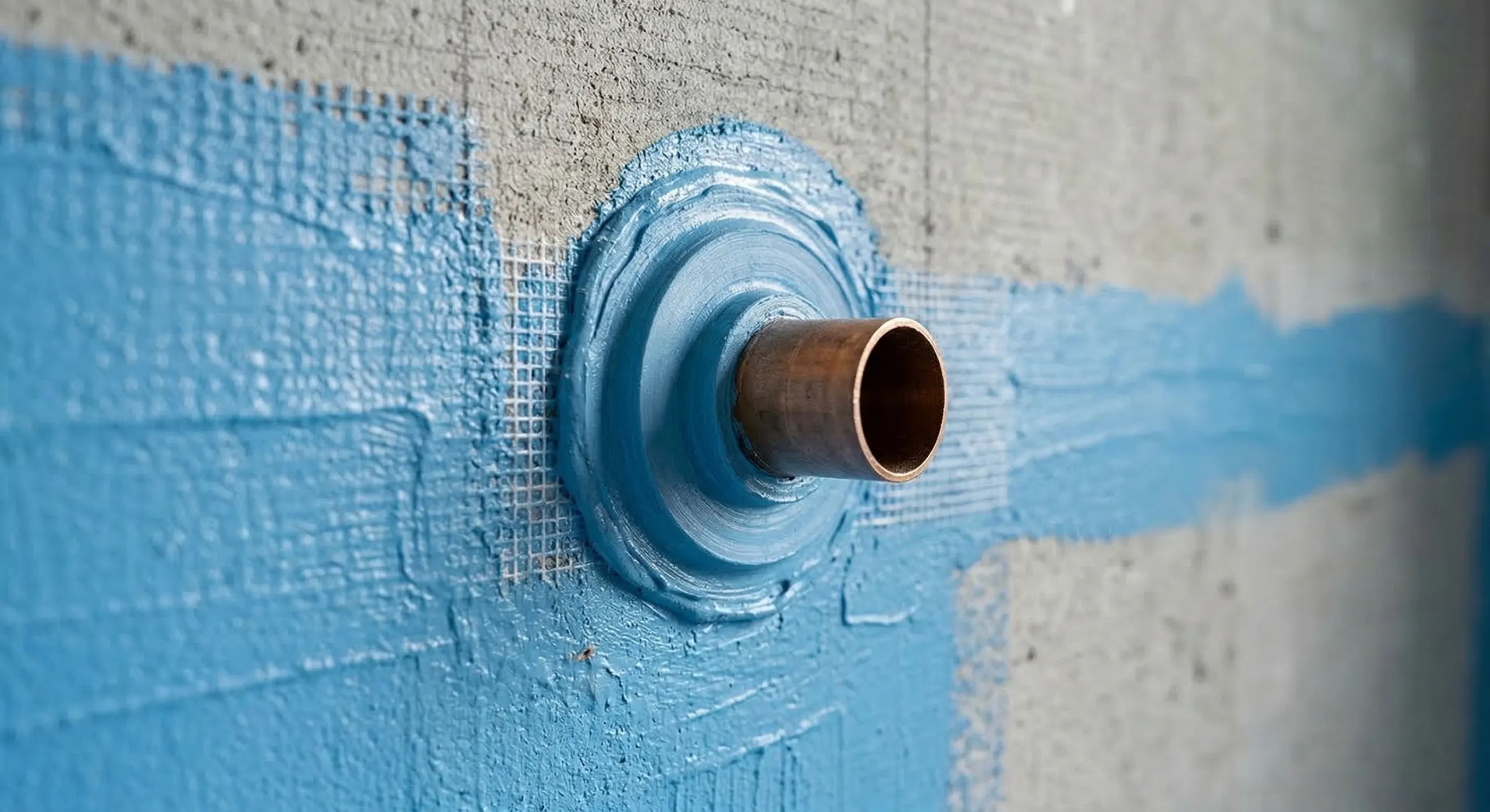 They occur at small details such as pipe penetrations, mixing valve openings, lighting entries, thresholds, and movement joints