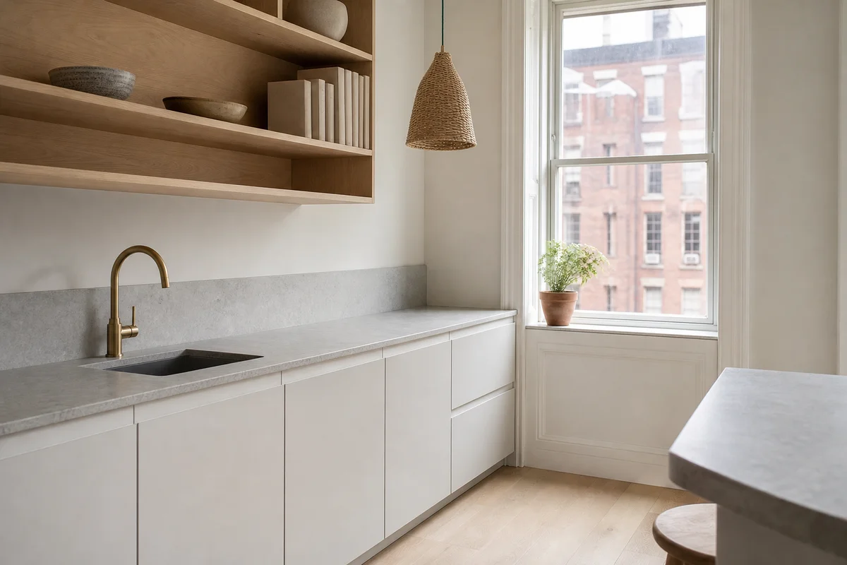 Scandinavian kitchen interior, Manhattan apartment